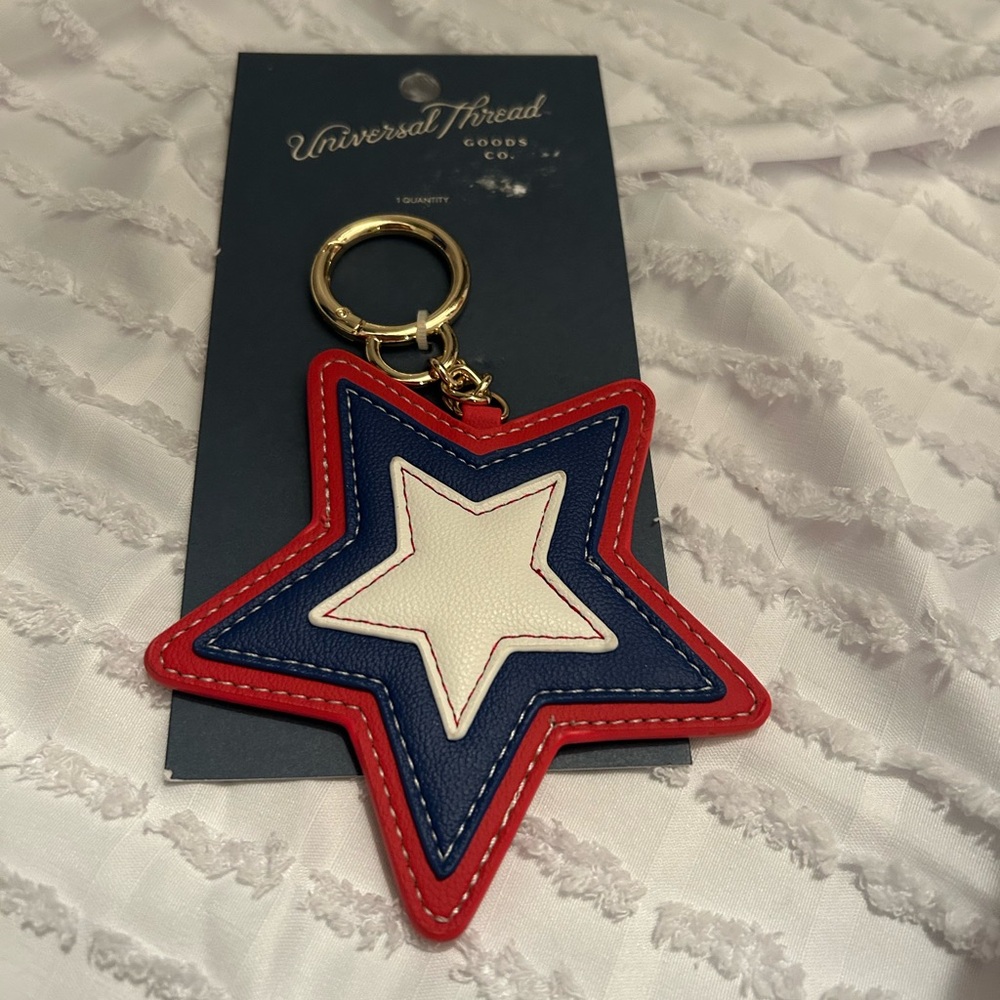Universal Thread Star Keychain in Red, Blue, and White